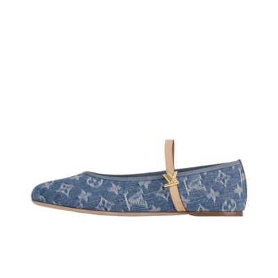 Louis Vuitton Romy Blue Denim Flat Mary Jane Shoes for Women