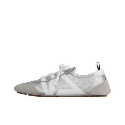 Louis Vuitton Sneakerina Silver Leather Ballet-Inspired Low-Top Casual Shoes