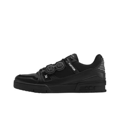 Louis Vuitton x Nigo Trainer FW25 Black Leather Low-Top Sneakers