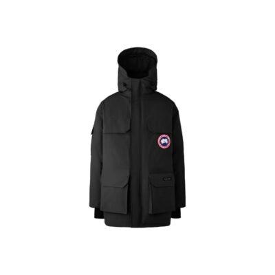 Canada Goose Expedition Fusion Fit Red Label 08 Logo Patch Multi-Pocket Hooded Waterproof Windproof Long Parka Down Jacket Unisex Black