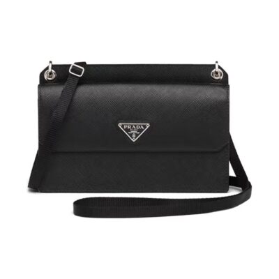 PRADA Saffiano Leather Crossbody Shoulder Bag Black
