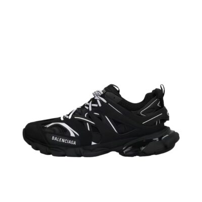 Balenciaga Track Round-Toe Lace-Up Thick-Soled Low-Top Colorblock Black White Sneakers