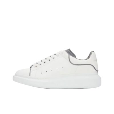 Alexander McQueen Oversized Sneaker Leather 3M Reflective Platform Low-Top Sneakers Unisex White Gray