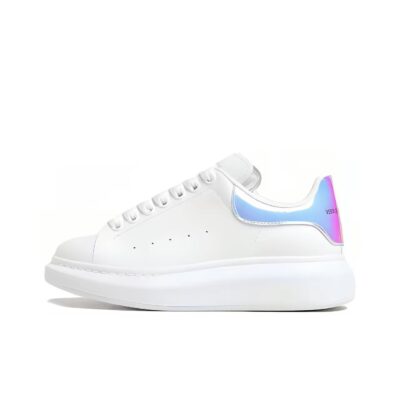 Alexander McQueen Oversized Sneaker Leather Iridescent Heel Low-Top Sneakers Unisex White