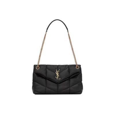 SAINT LAURENT YSL PUFFER Quilted Lambskin Cloud Shoulder Bag Black