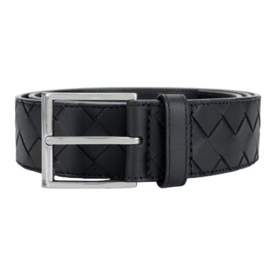 Bottega Veneta Woven Leather Business Belt Men Black