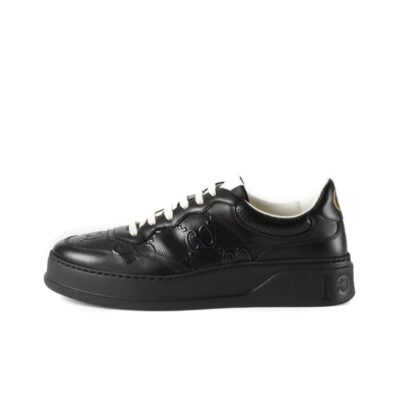 Gucci Chunky B Leather Round Toe Sneakers Men Black