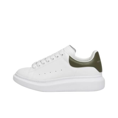Alexander McQueen Oversized Sneaker Calfskin Round Toe Contrast Heel Low-Top Sneakers Men White Green