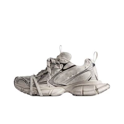 Balenciaga 3XL Round-Toe Lace-Up Low-Top Beige Sneakers