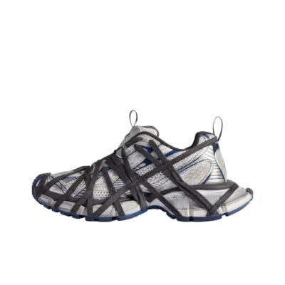 Balenciaga 3XL Mesh, Synthetic Leather Round-Toe Slip-On Low-Top Gray Sneakers for Men