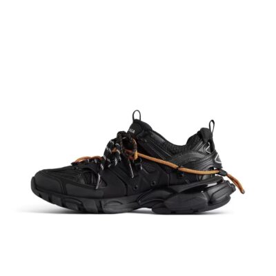 Balenciaga Track Trail Round-Toe Lace-Up Low-Top Black Sneakers for Men