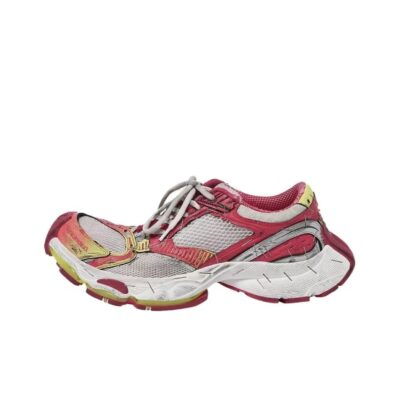 Balenciaga Stapler Round-Toe Thick-Soled Low-Top Red Sneakers for Men