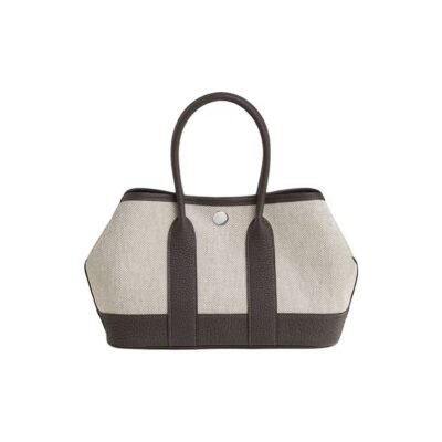 HERMES NEO Garden 23 Canvas and Leather Mini Tote Bag – Beige / Natural and Ebony Black