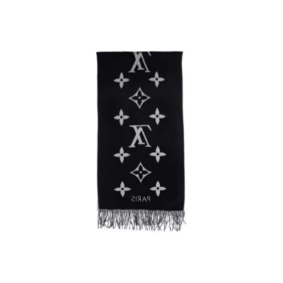 Louis Vuitton Reykjavik Double-Sided Cashmere Tassel Scarf Grey-Black