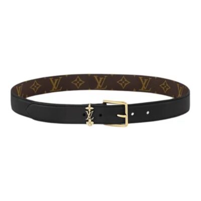 Louis Vuitton Logo Buckle Leather Belt Women Black