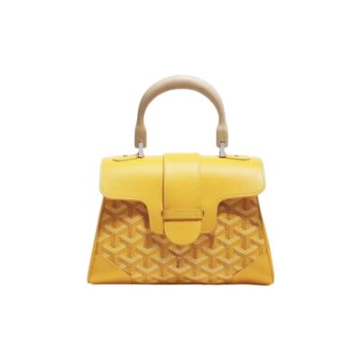 Goyard Saigon Mini Top Handle Bag with Y Pattern Canvas, Beech Wood, and Calfskin Leather – Women