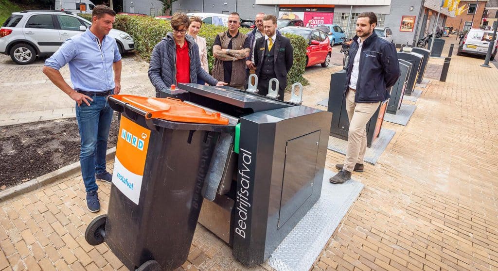 Ondergrondse afvalcontainer voor bedrijfsafval in de binnenstad