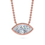 Elegant Marquise Diamond Pendant Necklace in Rose Gold.