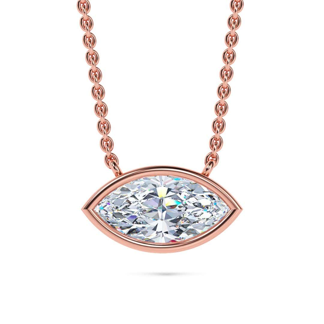 Elegant Marquise Diamond Pendant Necklace in Rose Gold.