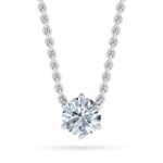 Elegant round solitaire diamond pendant on a fine chain, showcasing timeless jewelry craftsmanship.