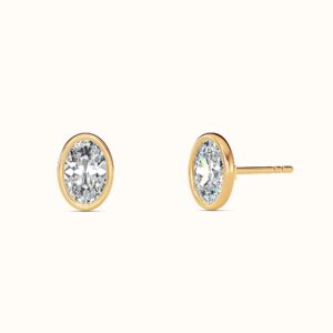 Oval Bezel Diamond Studs