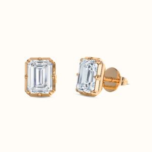 Modern Bezel Emerald Stud Earrings