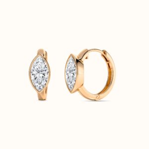 Bezel Solitaire Marquise Hoop Earrings