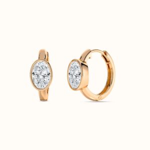 Oval Diamond Bezel Hoop Earrings