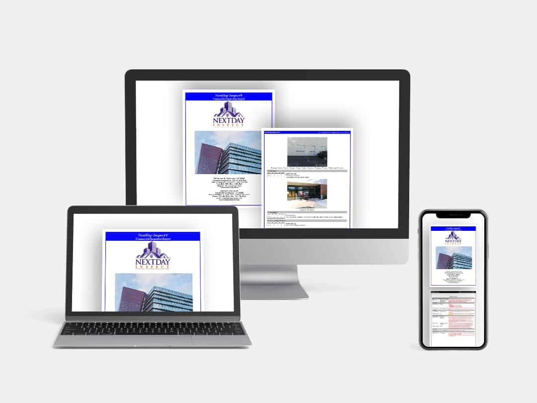 Inspection reports displayed on digital devices