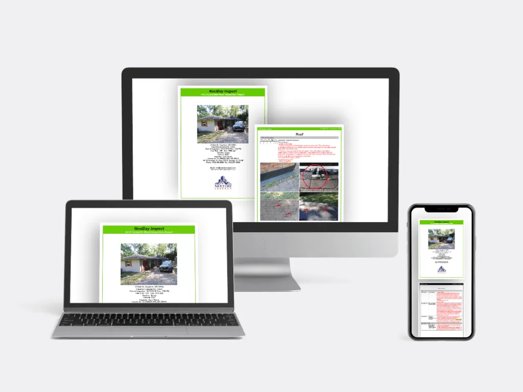 Inspection reports displayed on digital devices