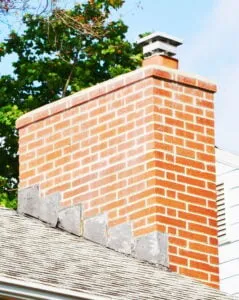 Chimney on top of slanted roof