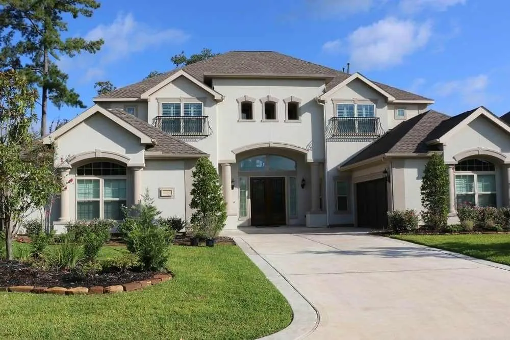 Exterior of single-family home with stucco
