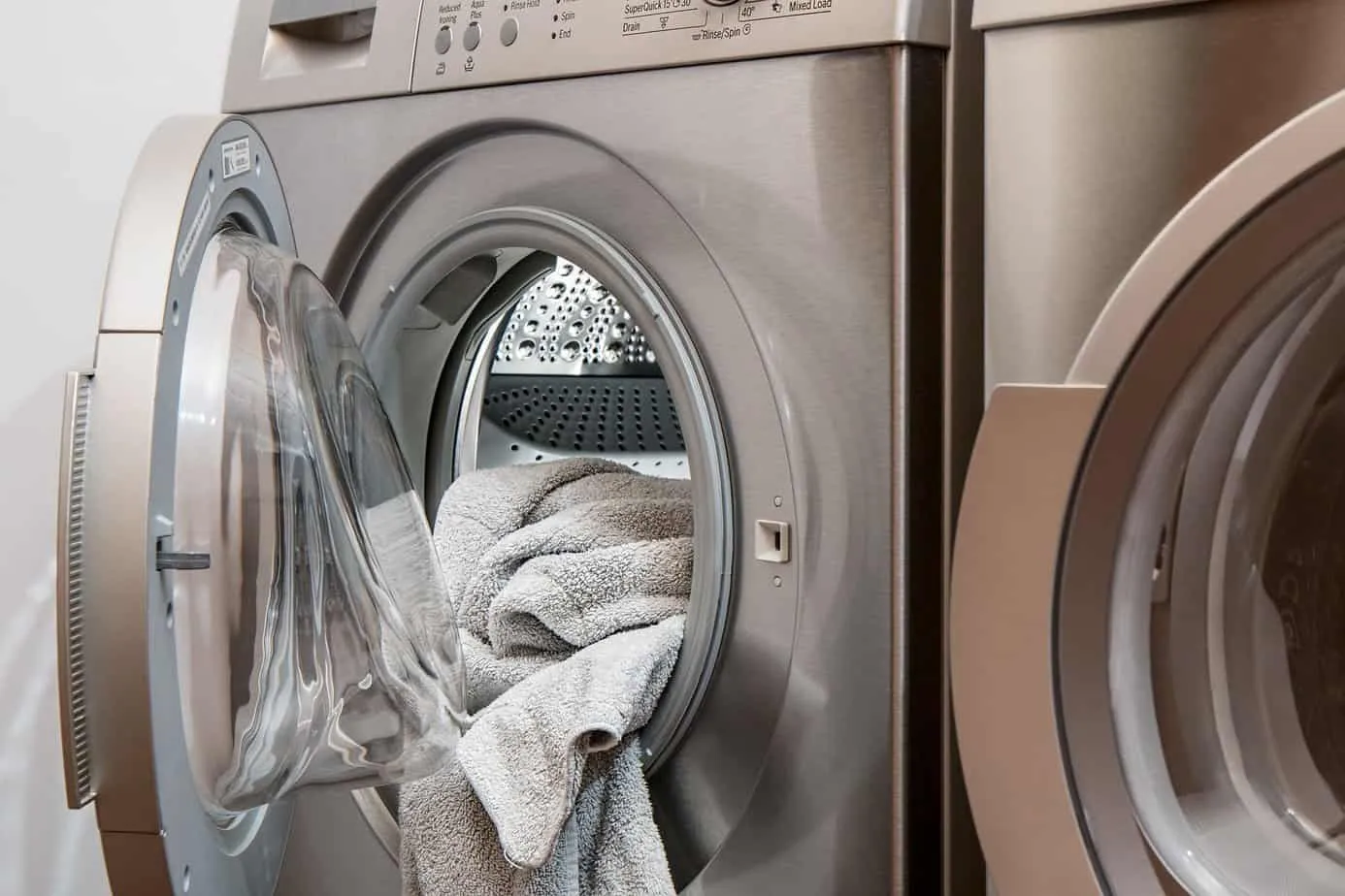Washing Machine with towels inside