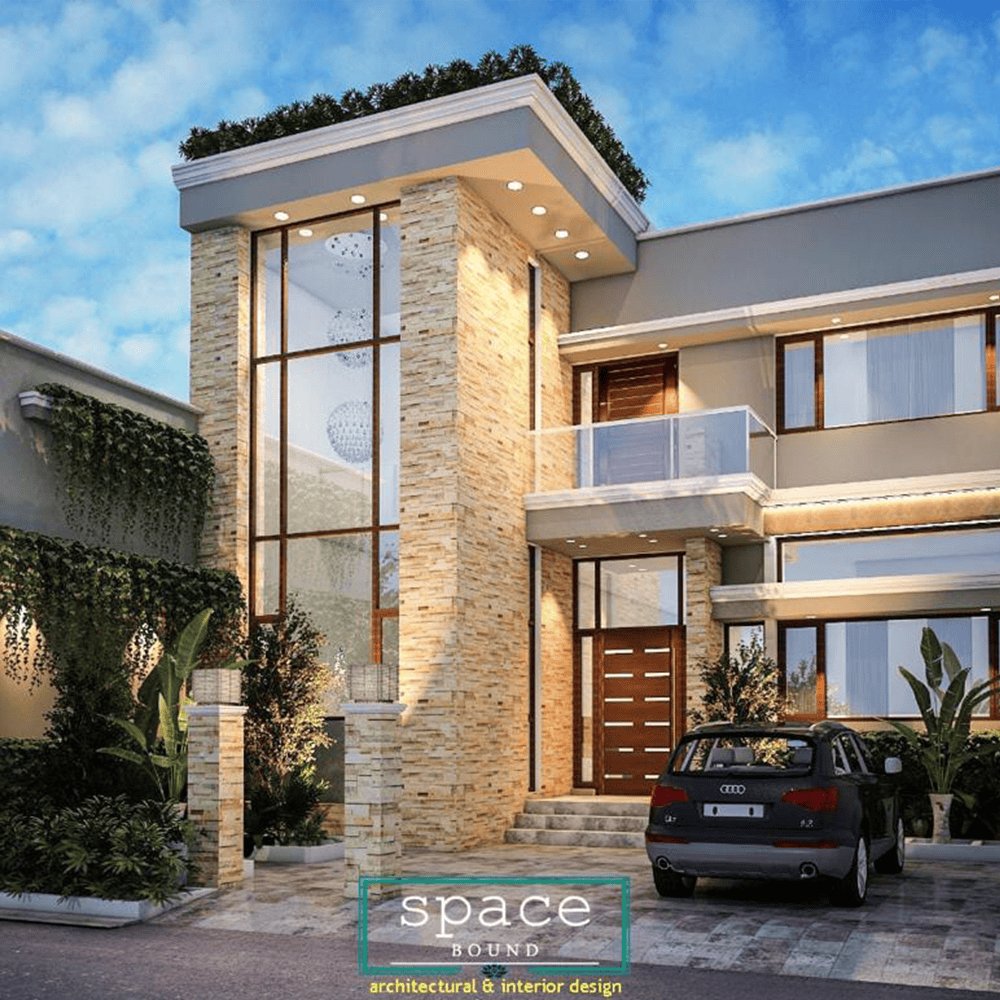 Modern luxury residence with sleek design and large glass windows.