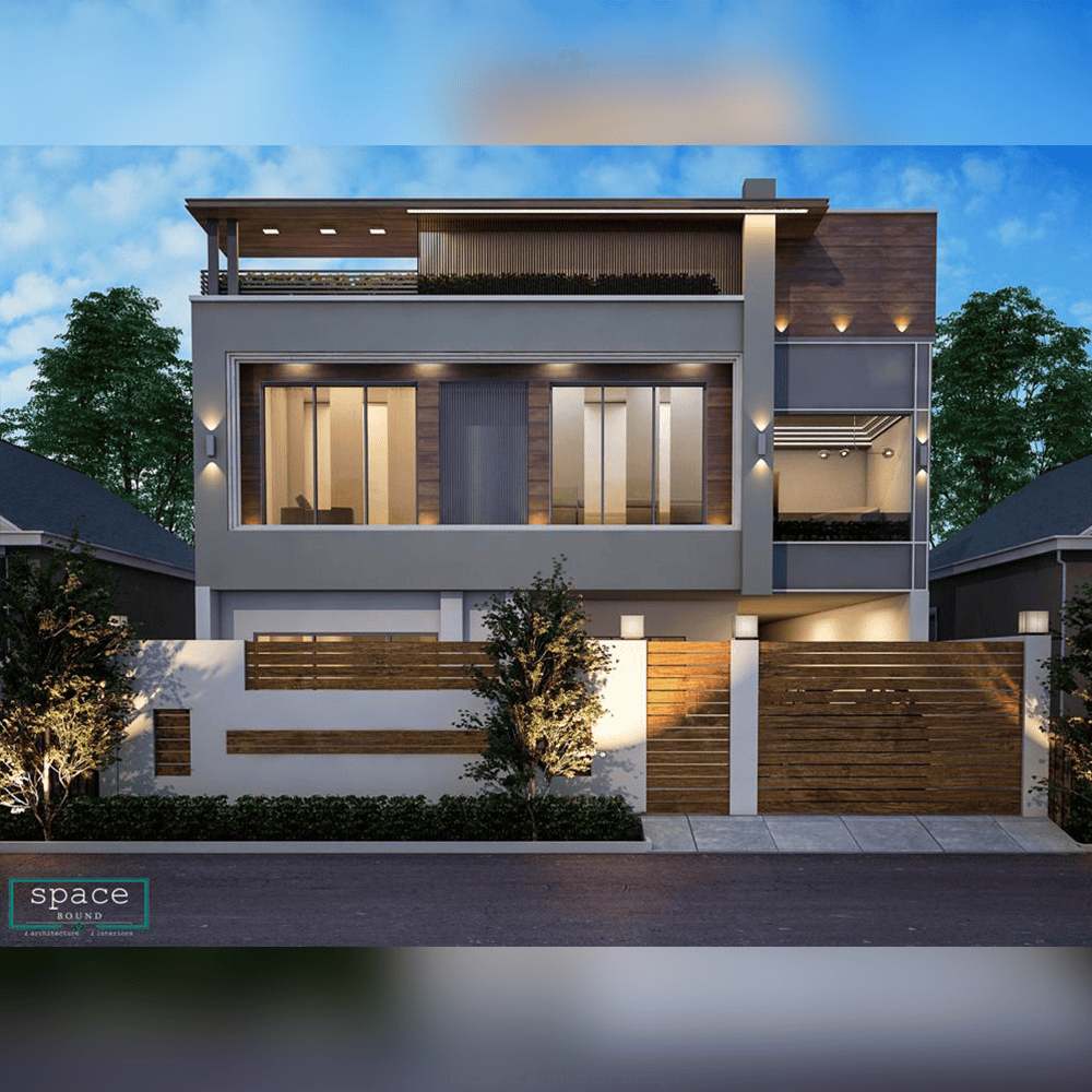 Versatile modern house design by Sak Designs x Space Bound, blending contemporary architecture with sleek elements.