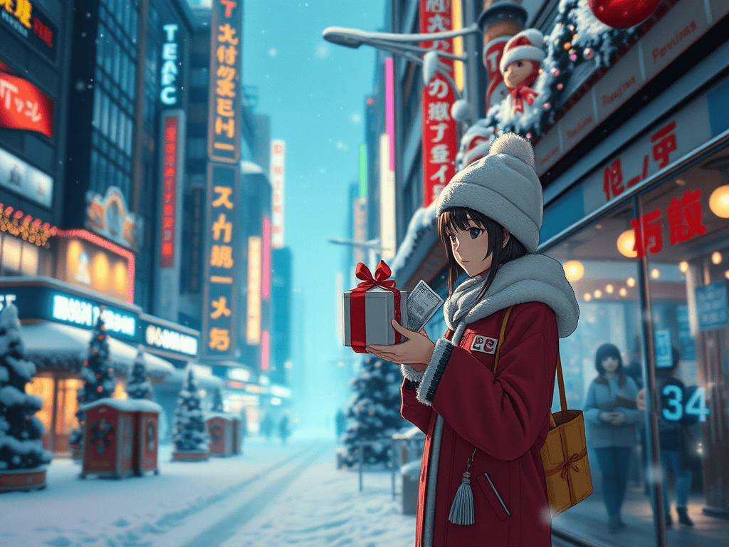 Rise of Digital Currencies manga style christmas topic