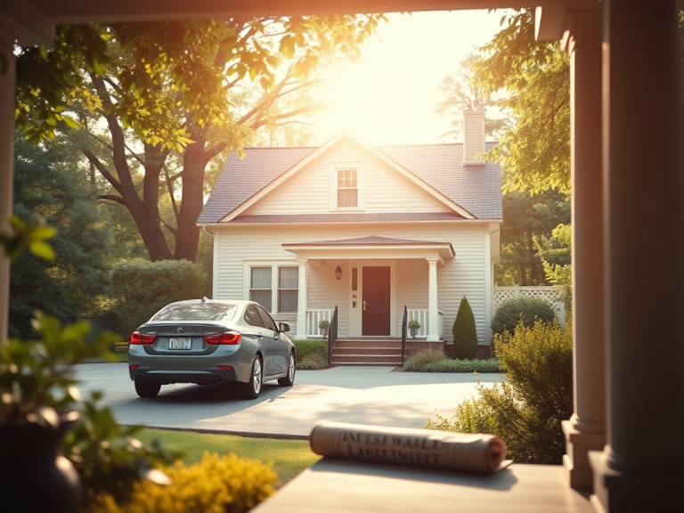 Dream home with a sleek car in the driveway, symbolizing financial freedom. Achieve your financial goals and enjoy a comfortable lifestyle with Sakkemoto's expert financial strategies.