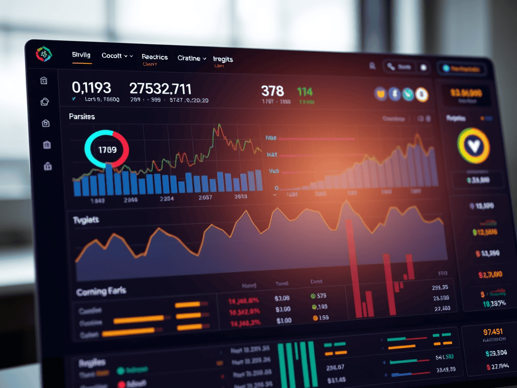 Financial dashboard showing cryptocurrency trading and investment analytics for achieving financial freedom with Sakkemoto.