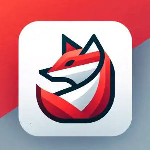 A financial fox logo with bold red, black, and white colors representing financial freedom and success with Sakkemoto.