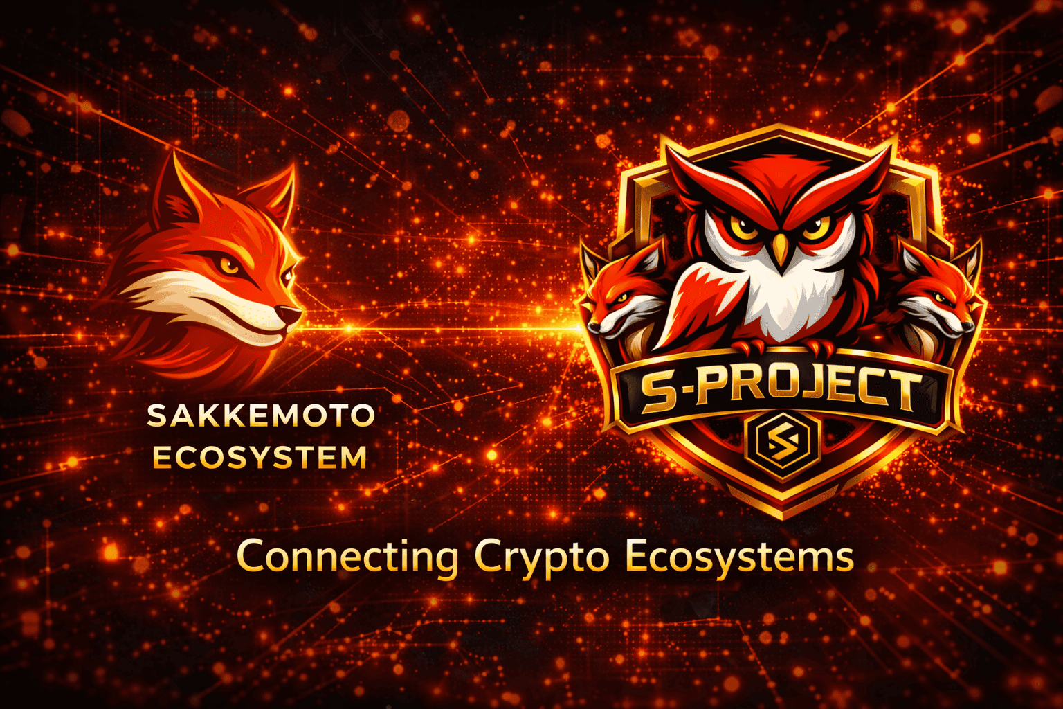 Sakkemoto ecosystem logo featuring an owl and fox, emphasizing community-driven crypto growth and financial freedom. S Project Crypto
