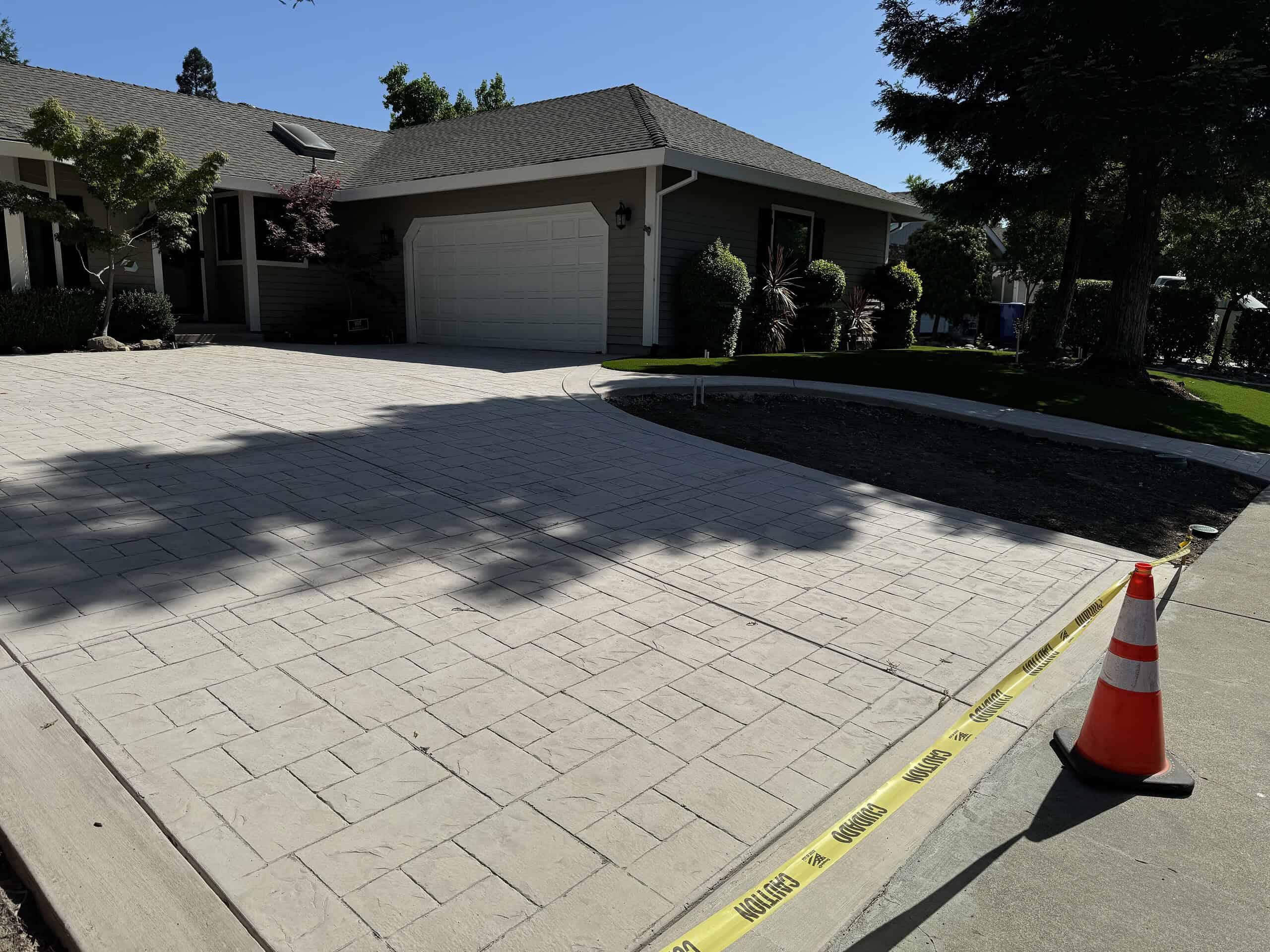 Custom Concrete Work-Broom Finish, Colored Stamped, Salt Finish, Wet Look Sealing