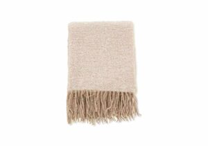 Mjukt ullpläd med fransar för mysiga sovrum, handgjord kvalitet, skön för både sommar och vinter.