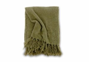 Mysig grön pläd i ull för trivsamma sovrum och soffhörnor.