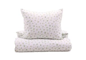 Lakan och örngott i ekologiskt bomull med blommönster för skön sömn.