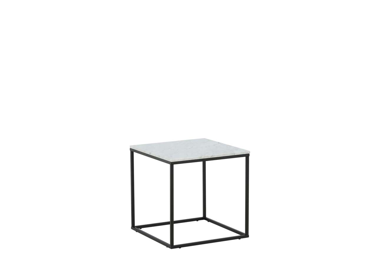 Klassiskt sängbord med marmorfot och svart metallram, perfekt för sovrumsmöbler.