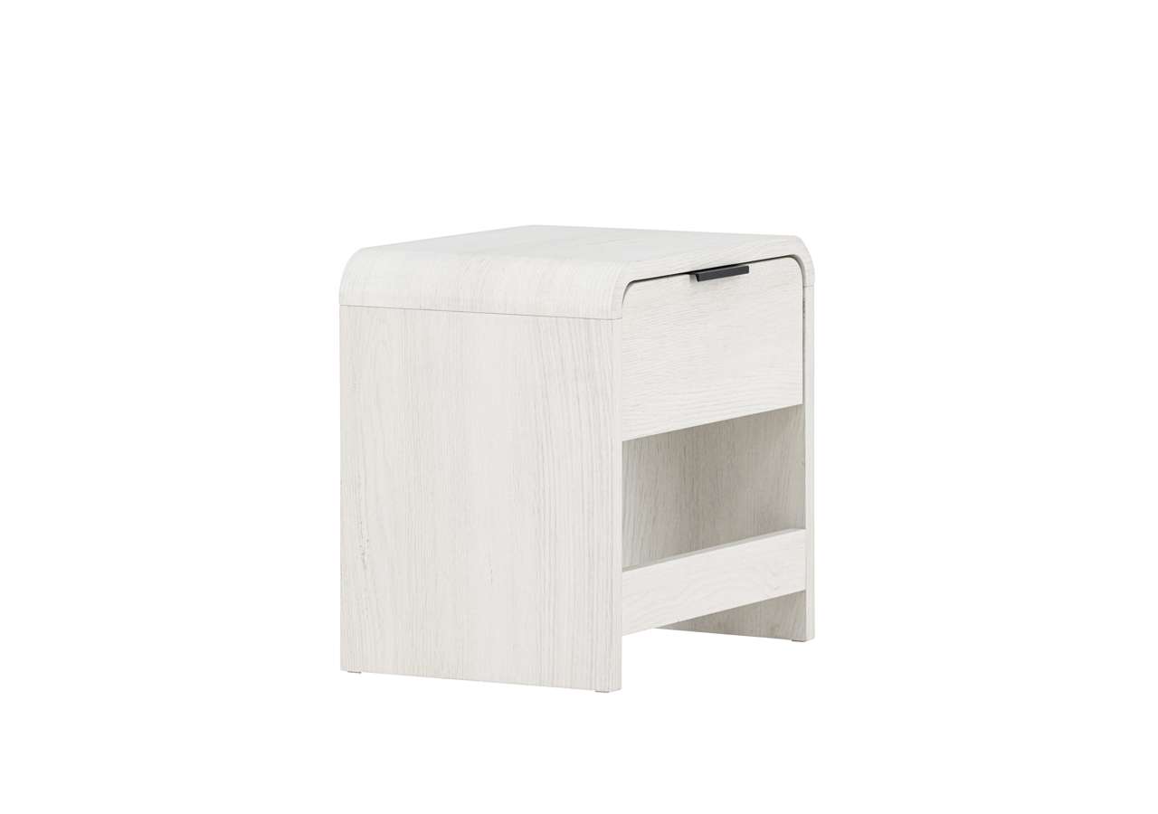 Ljus sängfack med förvaring i moderna material och stil. Perfekt för att organisera sovrum och spara plats.