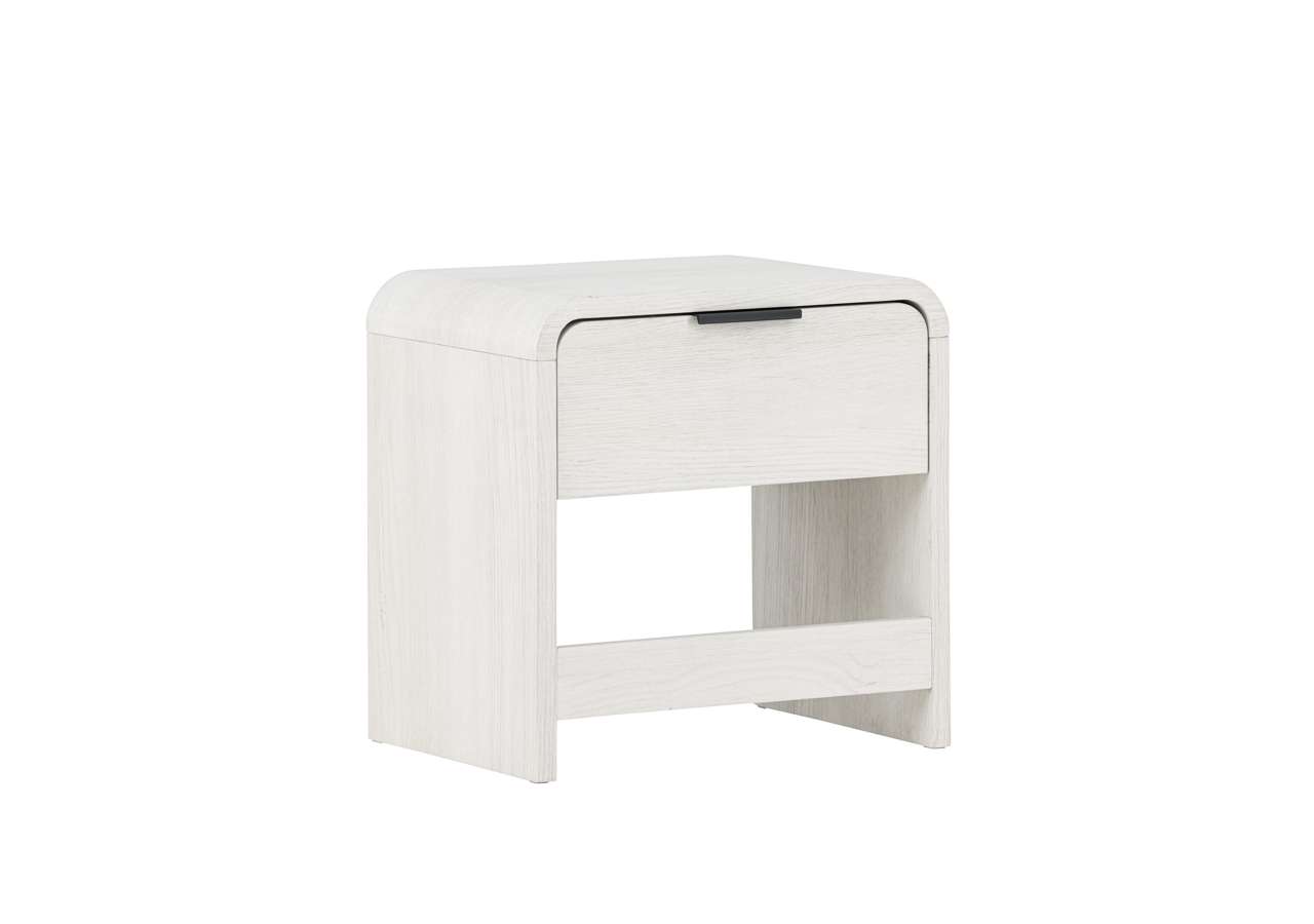 Modernt sängskåp i ljus träfinish för exklusiv sovrumsdesign.