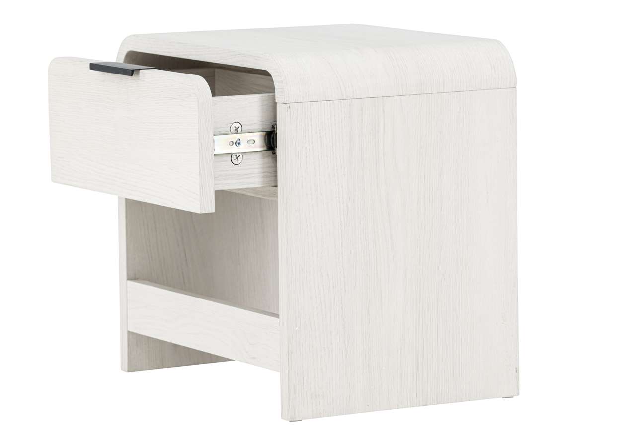 Högkvalitativ sänggavel med förvaringsskåpa, modern och minimalistisk design.