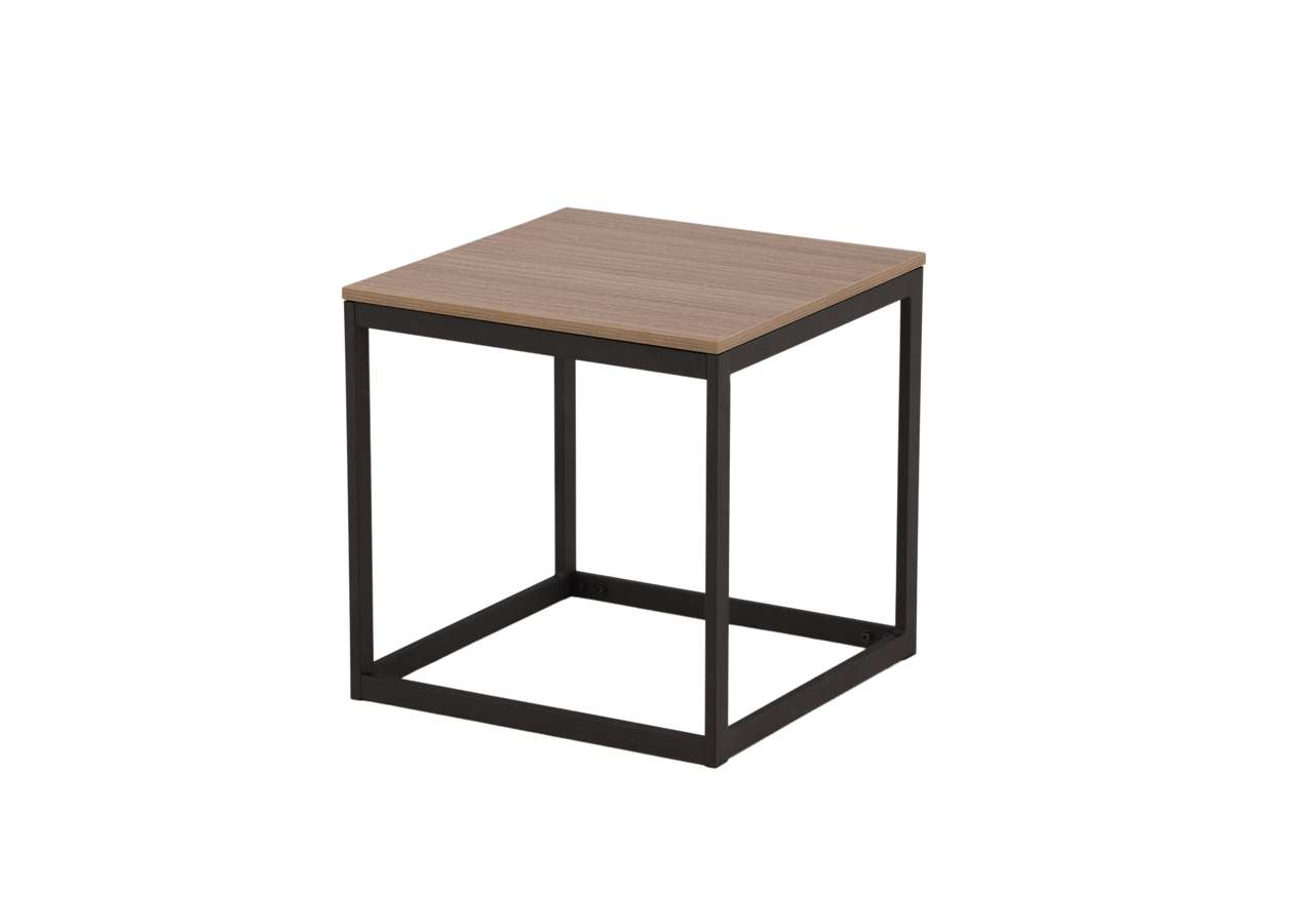 Modern brevbord i trä och svart metallram, perfekt för sovrum eller vardagsrum.