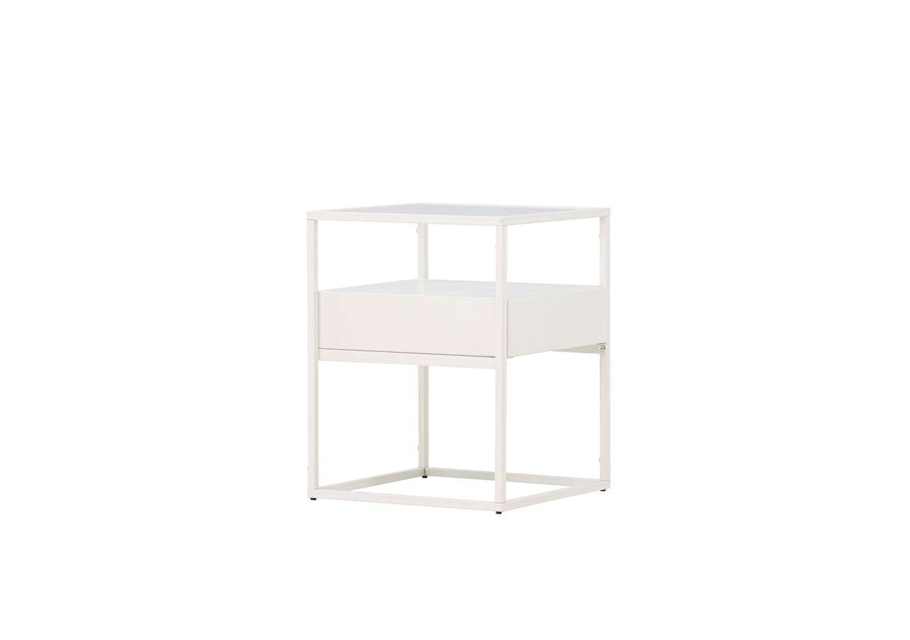 Avsägbar nattygsbänk i modern design, perfekt för sängrum.